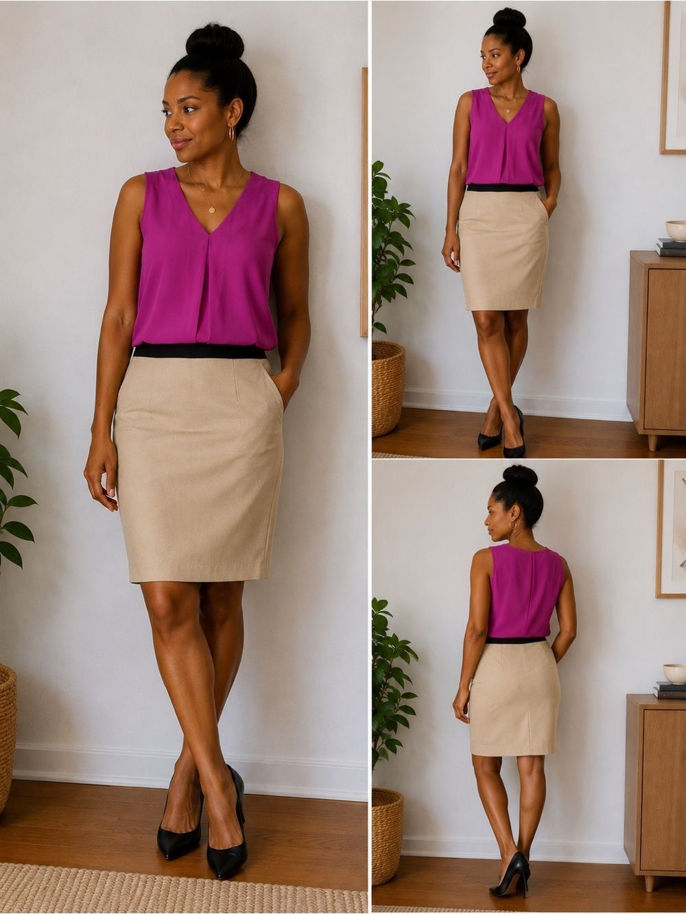 Calvin Klein Draped Neck Sleeveless Camisole - Magenta
